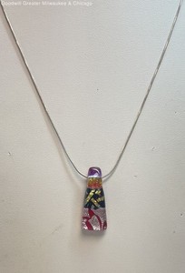 Artisan 925 Sterling Chain Black & Red Glass Pendant Necklace 6.6g
