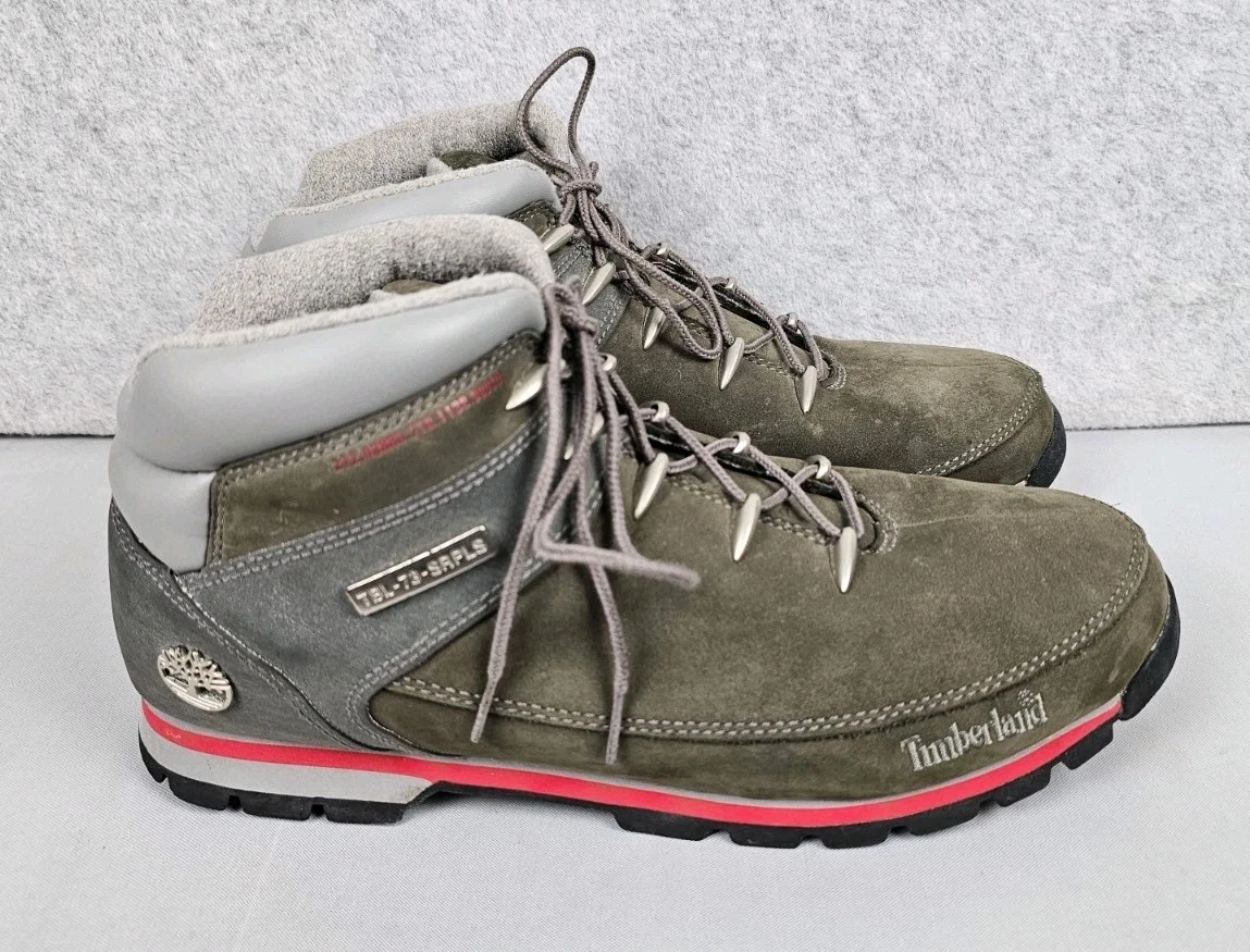 Timberland Euro Sprint Mid Hiker Gray Green Nubuck Boots Mens Size 13M