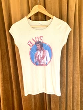 Vintage Las Vegas Elvis Women's Babydoll Tee size L (some wear) 