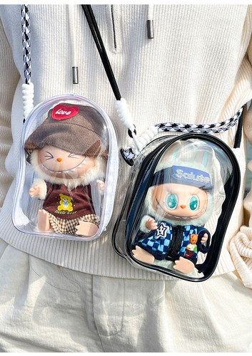 Doll Bag for Labubu, Transparent Dust-Proof Display Case with Adjustable Strap - Picture 9 of 10