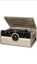 Victrola VTA-370B 7-in-1 Wood Bluetooth Retro 3-speed Record Player CD Cassette 