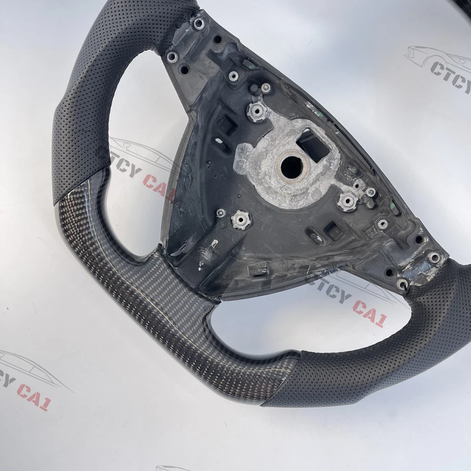 Volante de fibra de carbono personalizado para SAAB 9-3 2006-2008 cuero perforado Foto 4 de 4