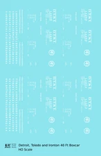 K4 HO Scale Decals Detroit, Toledo and Ironton 40 Ft Boxcar White DT&I