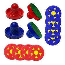 Air Hockey Pushers and Air Hockey Pucks, Non-Slip Strikers and Red and Blue