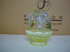 FENTON HP FISH ON TOPAZ OPALESCENT ALANTIC FAIRYLIGHT - FENTON GIFT SHOP 2001