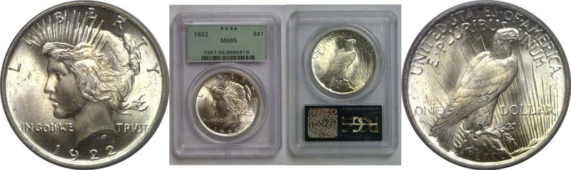 1922 Peace Dollar PCGS MS-65