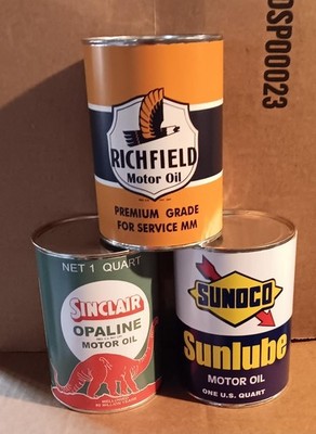 Oil Cans Richfield Sunoco Sinclair One Quart Display Shop Garage