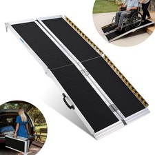 Yescom Portable Wheelchair Ramp Aluminum 5FT Folding Threshold 600LBS Capacity