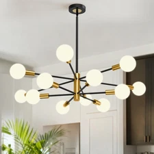 Modern Chandelier, 12-Light Sputnik Ceiling Light Fixture, Mid Century Height...