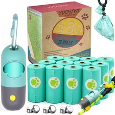 Dog Poop Bags Holder with LED Flashlight|Pet Waste Bags Dispenser for Leash|D...