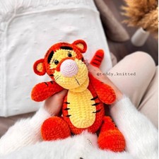 Handmade Tiger Crochet Toy, Amigurumi Plush Animal Cub, Baby Gift
