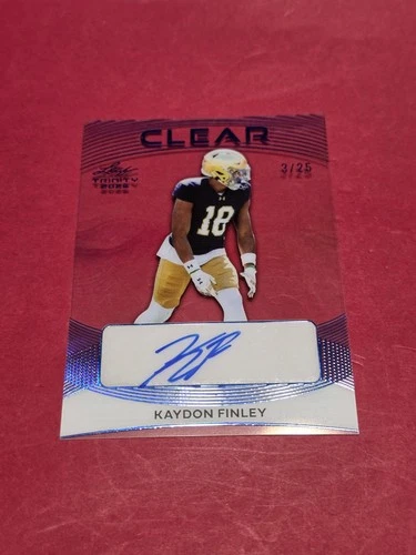 Kaydon Finley 2026 Leaf Trinity Clear Autograph Auto Blue #'d 3/25 - Notre Dame