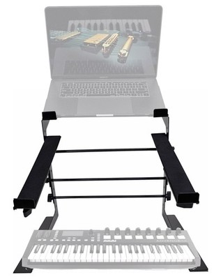 Supporto Doppio Rockville Per Laptop E Controller Roland A-49, Scaffale Regolabile In Altezza Per DJ