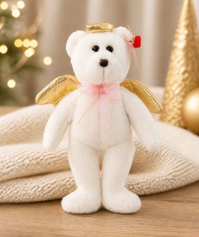 Ty Jingle Beanies HALO II White Bear Angel Plush Gold Wings Halo 2024 MPN