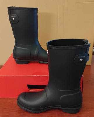 Hunter  Original Short Back Adjustable Black Boots WFS1013RMA Women's Size 9