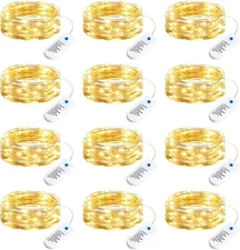Minetom 12 Pack Fairy Lights Battery Operated String 12 Pack, Warm White 