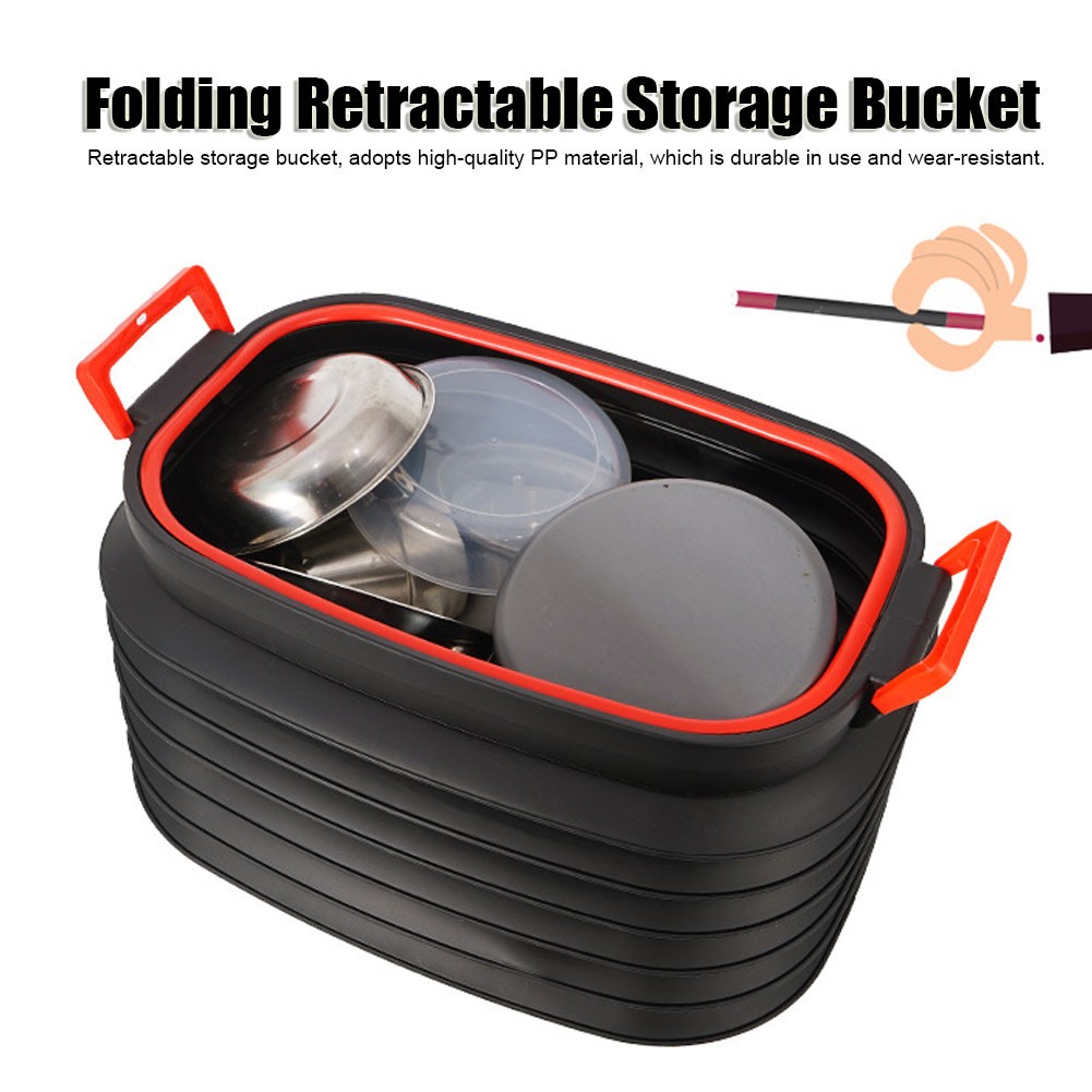 37L Folding Retractable Barrel Storage Bucket With Cover For Outdoor Camping