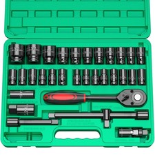 1/2" Drive Impact Socket Set, 32 Pieces CR-V Steel Socket Wrench Set, SAE 1/2...