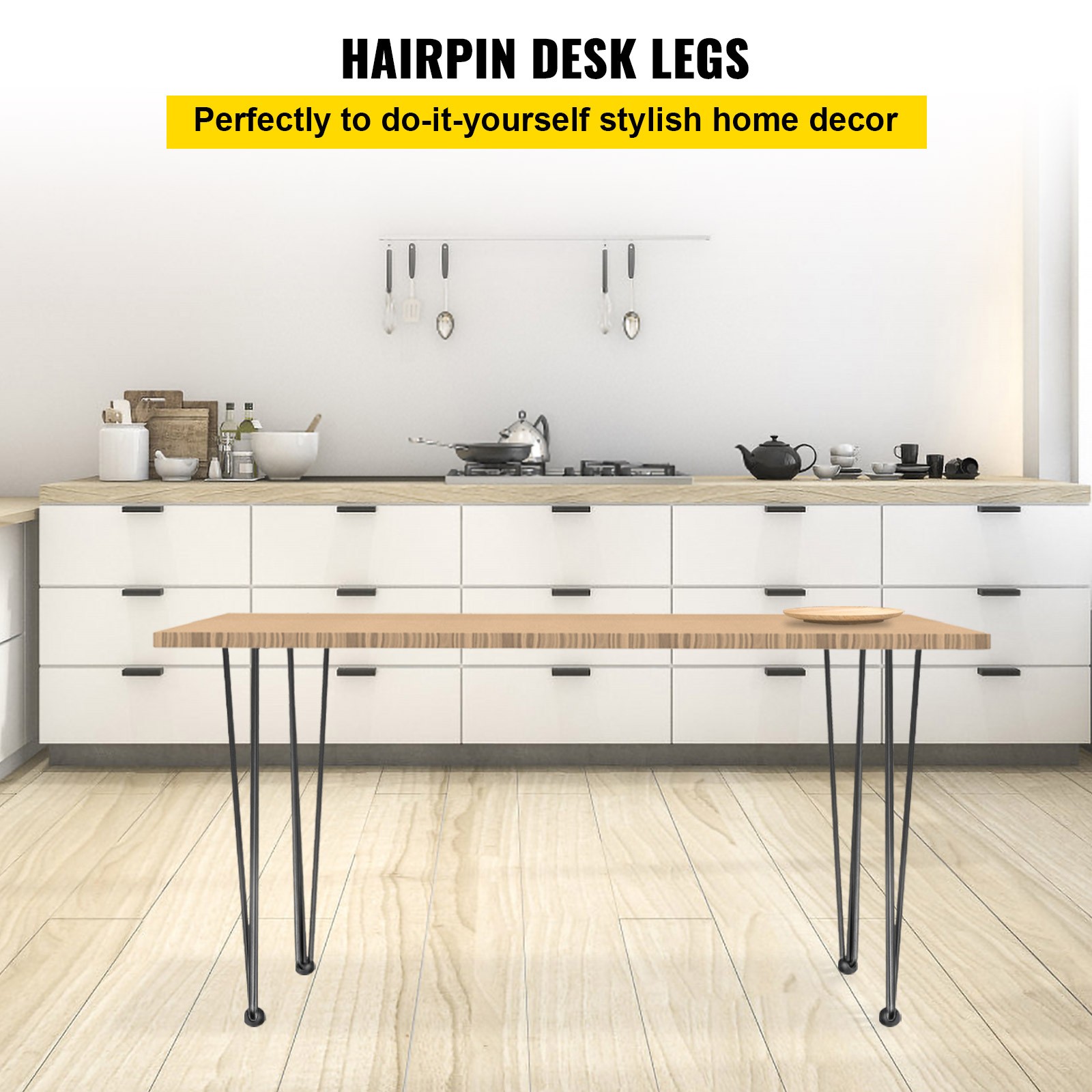 Pieds de table en épingle à cheveux 24 pouces VEVOR pour meuble DIY noir 4 pcs