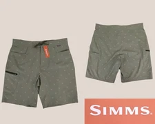 Simms Seamount Board Shorts Men's 34" Fishtail Pale Pine Green NWT #Z4604