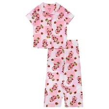 Strawberry Shortcake Girls 2-Piece Loose-fit Button Down Matching Pajama Set,...