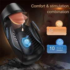 Male Masturbaters Automatic Hands-Free Open Cup Oral Lick Thrusting Men Sex Toy