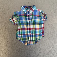 Ralph Lauren Shirt Baby Size 9M Plaid Short Sleeve Button Up