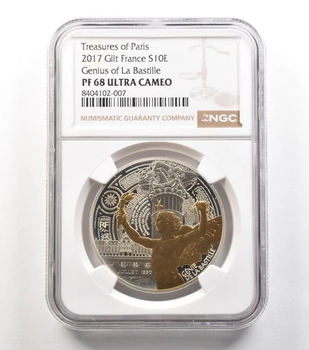 2017 France 10 Euro Silver Gilt Genius Of La Bastille PF68 UCAM NGC *5303