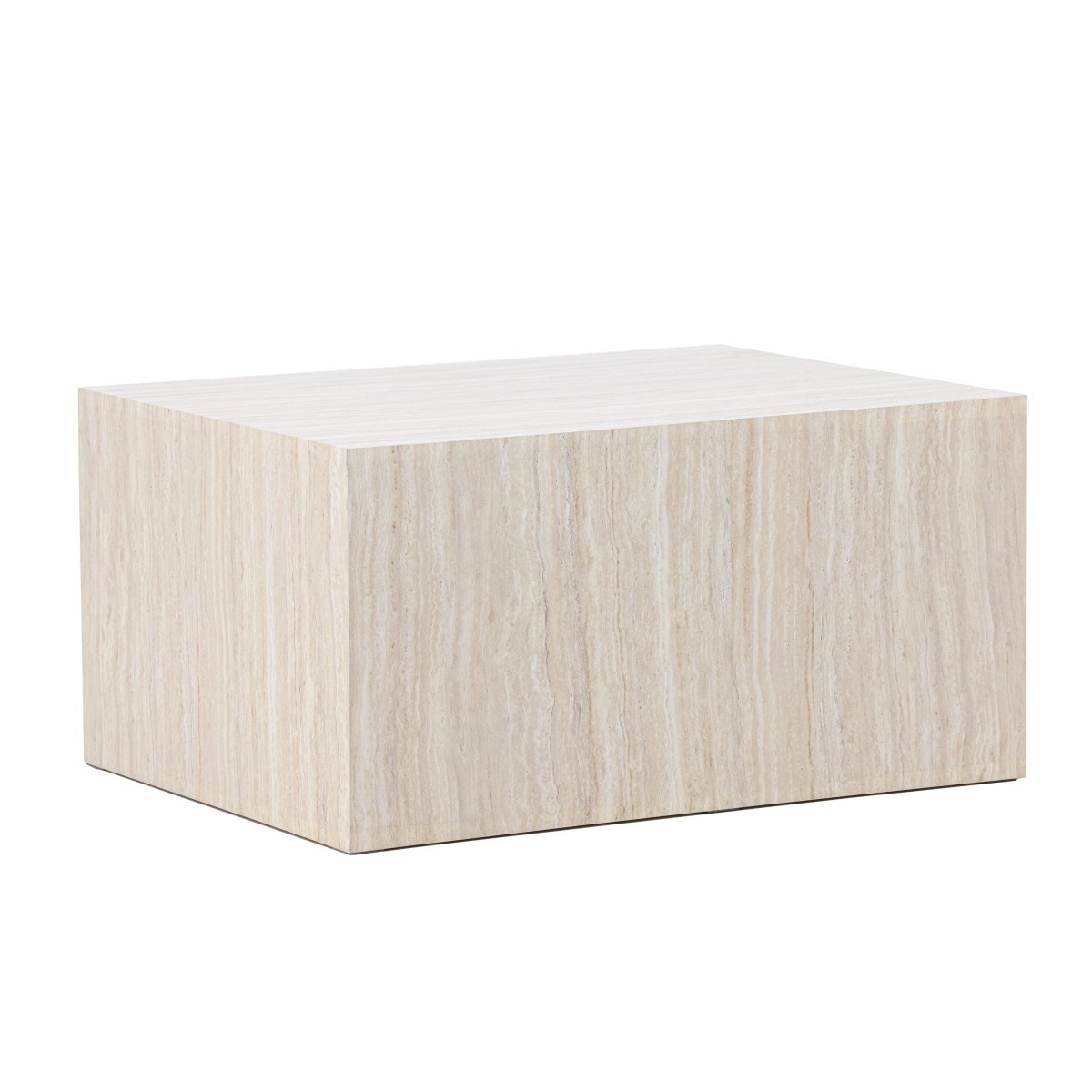 Table basse effet travertin York 80cm meuble de salon de luxe beige