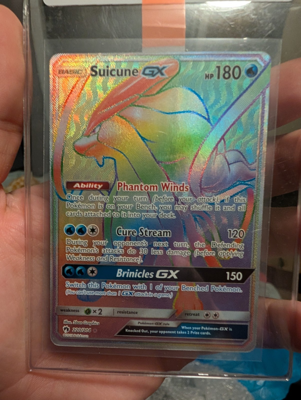 Pokémon Suicune GX Secret Rare Full Art 220/214 Sm-Lost Thunder Holo NM