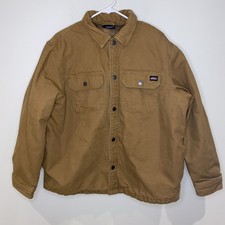 Dickies Men's Quilted Flannel Lined Snap Front Jacket Brown Duck Size XL
