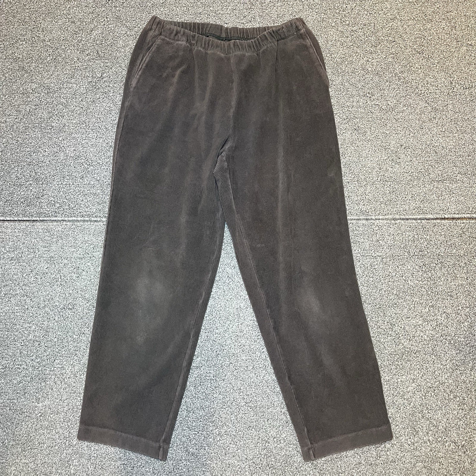 Lands End Sport Knit Tapered Leg Corduroy Pants Women's Small Petite Gray