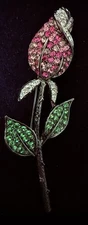 KJL Kenneth Jay Lane Vintage Pink Rose Bud Vintage Brooch NIB