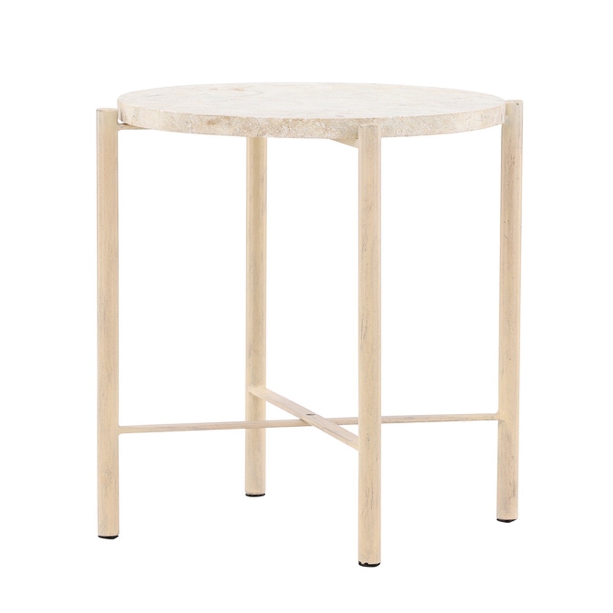 Table d'appoint en pierre Sandhamn 40cm beige pour salon moderne
