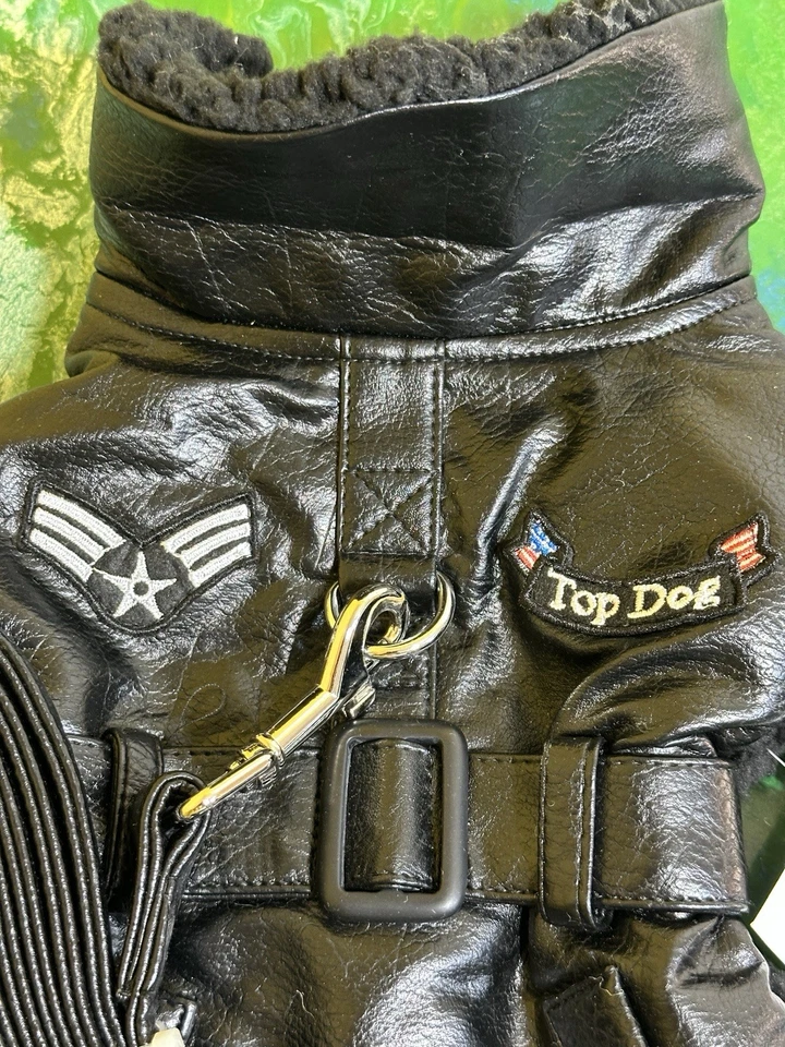 NWT Doggie Design Premium Pet Fashion Small Black Top Dog Fight Jacket w/ Leash - Image 2 of 4