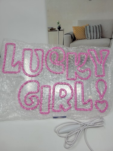 Lucky Girl Neon LED Neon Wall Light Sign USB Powered Female Bedroom Shecave Sign - Picture 4 of 7