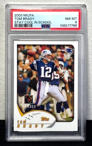 2003 NFLPA TOM BRADY Stay Cool In School PSA 8 New England Patriots