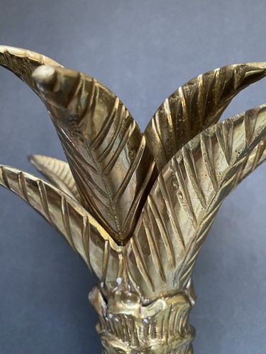 Vtg Candle Holder Brass Palm Tree Metal Candlestick Tropical Decorative Crafts - Picture 10 of 20