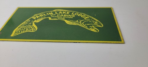 Vintage Parlin Lake Lodge Sign - Fish Cabin Gas Pump Porcelain Sign - Picture 10 of 14