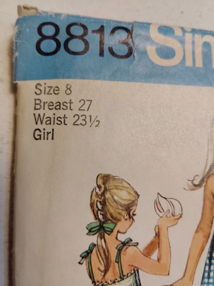 Bathing Suit Bikini Top Pants Girls 8 Simplicity 8813 Sewing Pattern Cut VTG 70s - Image 2 of 4