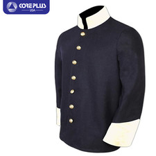 Men's Civil War Union Officer's Sack Coat - White Solid Cuff  Collar, Navy Blue