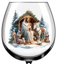 x12 Jesus Stable Christmas glass vinyl decal stickers Colour ab706