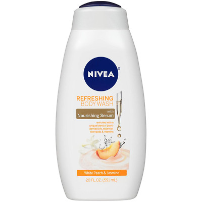 NIVEA White Peach and Jasmine Body Wash with Nourishing Serum, 20 Fl Oz