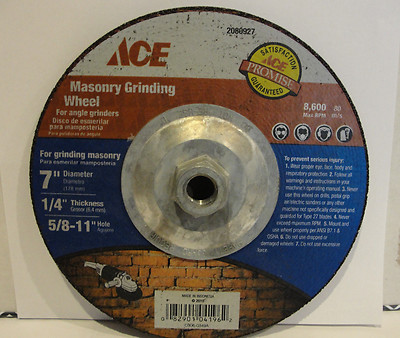 New ACE 7'' Diameter 1/4'' Thickness 5/8-11'' Hole Masonry Grinding Wheel  2080927 