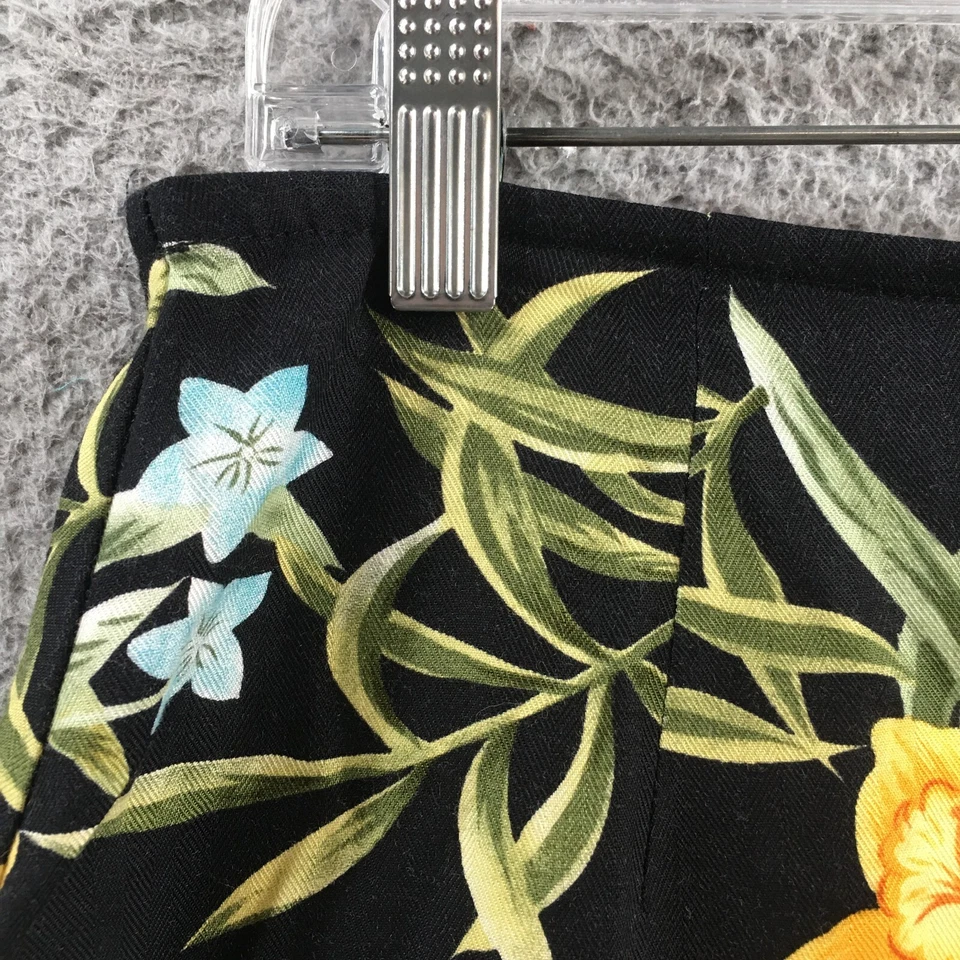 Falda Caribbean Joe Mujer 32 Pulgadas Cintura Negra Floral Hawaiana Abertura Lateral Cremallera Trasera Foto 3 de 4