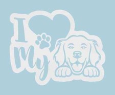I Heart My Golden Retriever Dog Vinyl Decal Sticker Car Laptop Phone Pet Love