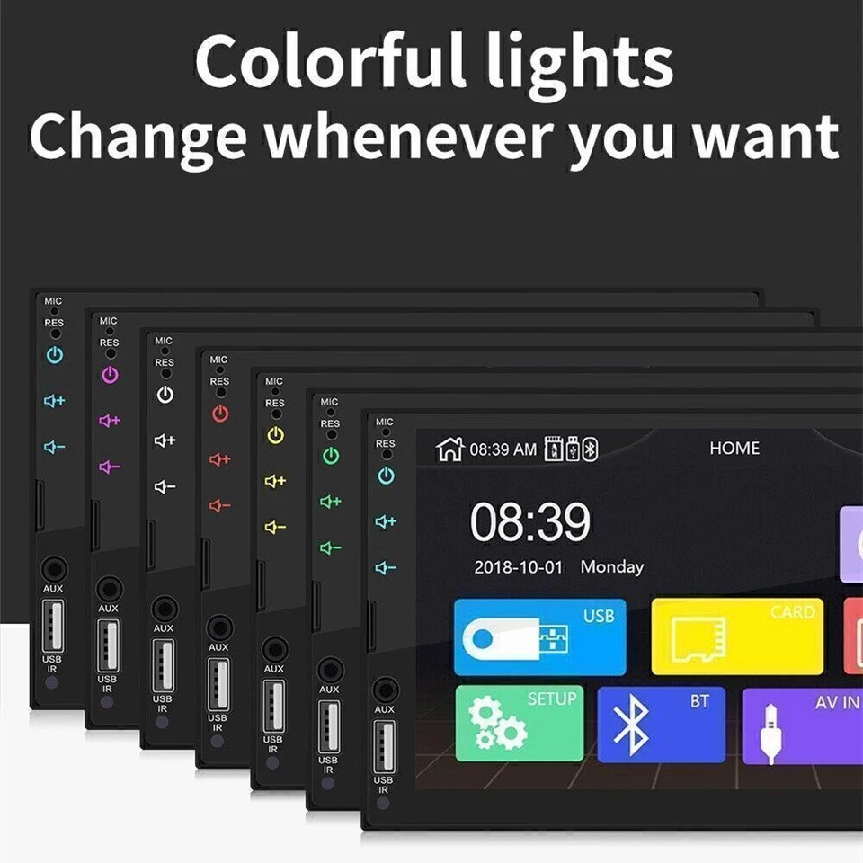 7'' Fit Apple Carplay Android Auto Car MP5 Player Bluetooth GPS Stereo FM Radio - Imagem 2 de 4