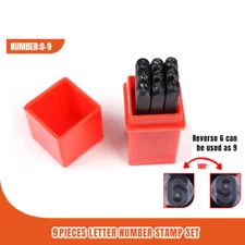 3MM 1/8" 9PCS Number Stamp Punch Set Hardened Steel, Metal Wood Leather Tools