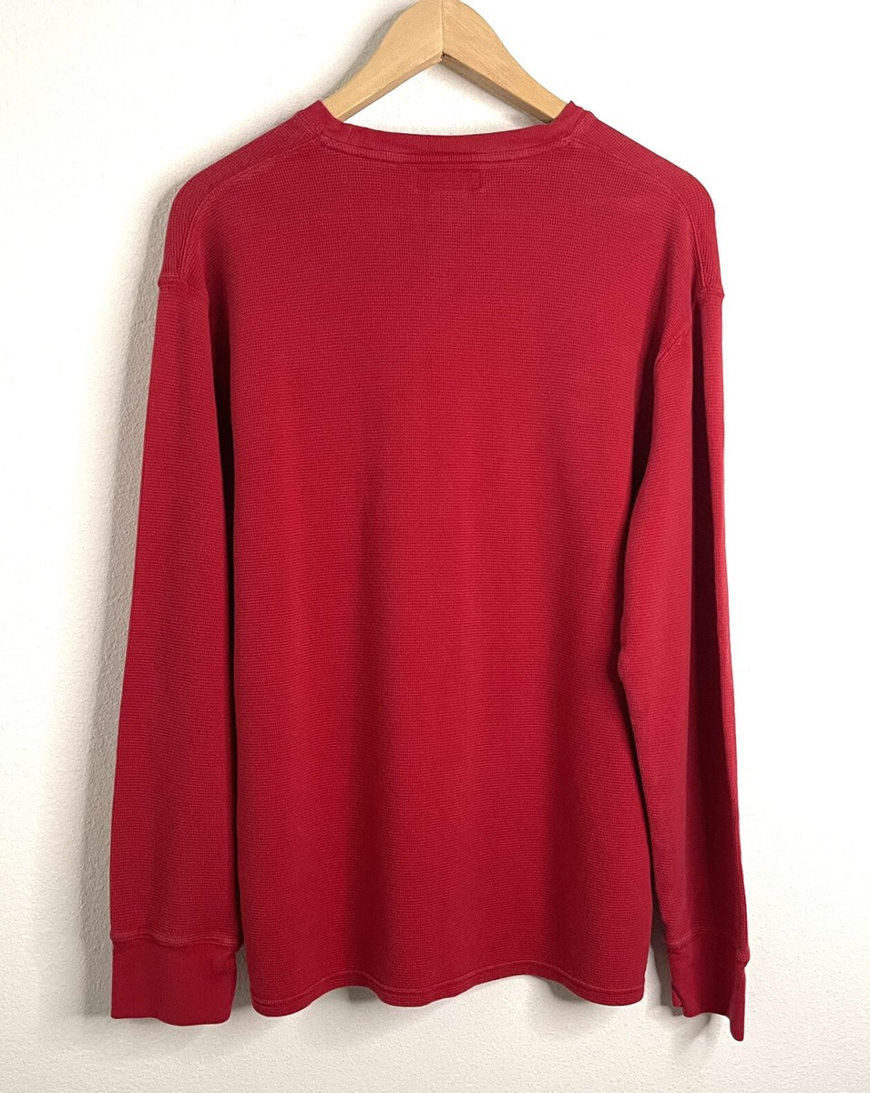 Polo Ralph Lauren Mens Red Waffle Knit Thermal Shirt Long