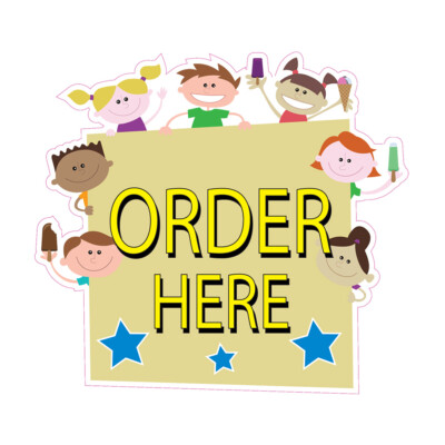 Food Truck Decals Order Here Style B Restaurant & Food Concession Sign Brown